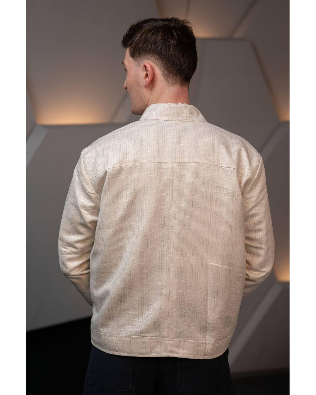 Stovaria Natural Handwoven Hemp & Raw Silk Blend Jacket for men