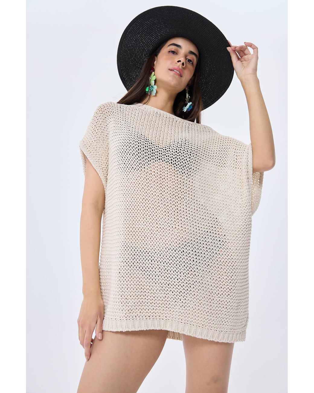 Peraluna Natural Neutrals Fiona Openwork Knit Tunic