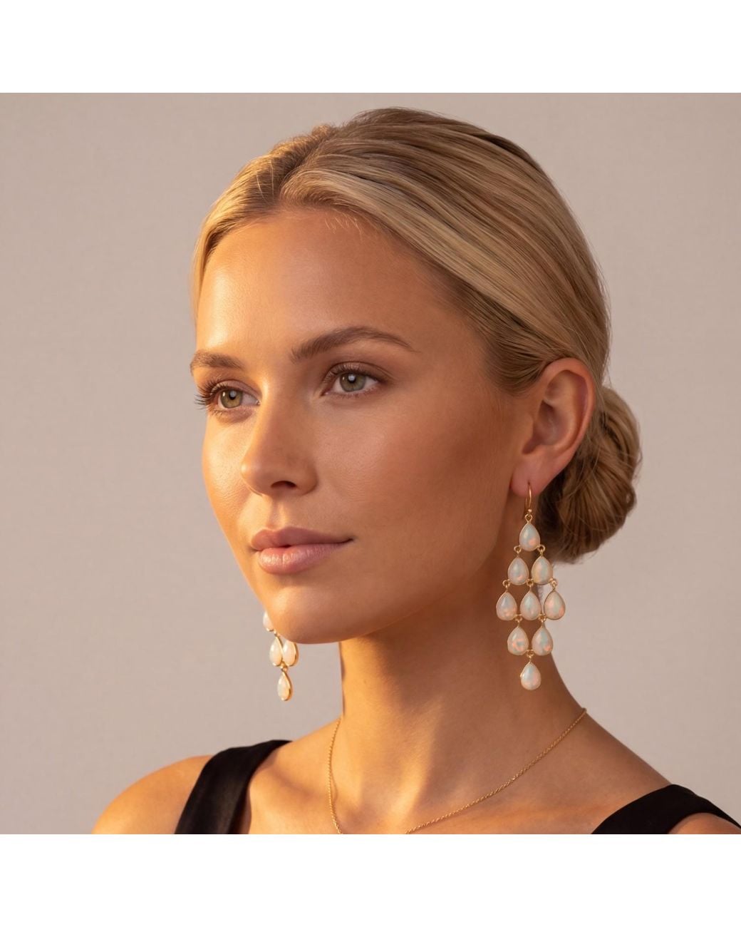 Latelita London Metallic Erviola Gemstone Cascade Earrings Opal