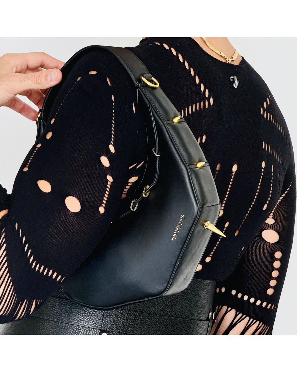 Pimpinicchio New York Black Asymmetrical Hobo Bag