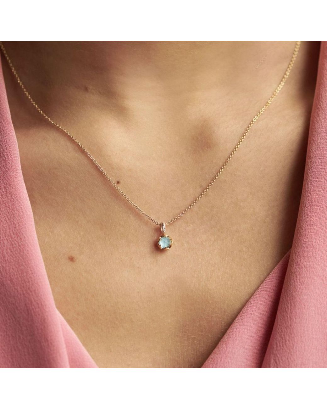Dinny Hall Metallic March Aquamarine Birthstone Pendant