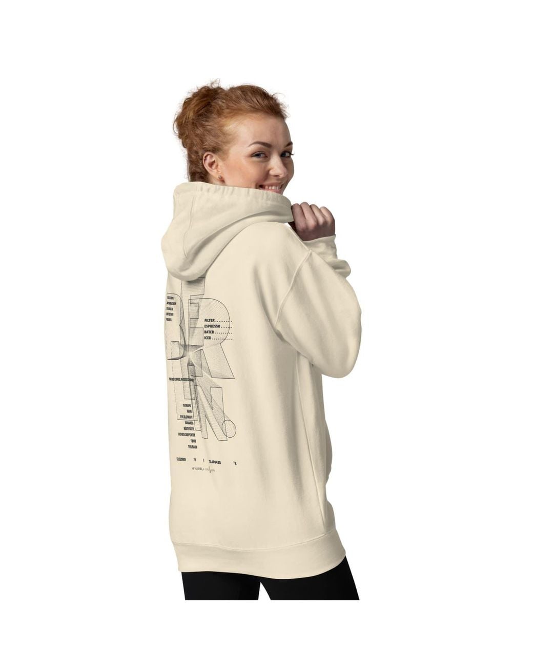Anchor and Crew Natural Neutrals Bone Gustatory Berlin Coffee Scene Cotton Blend Embroidered Hoodie for men