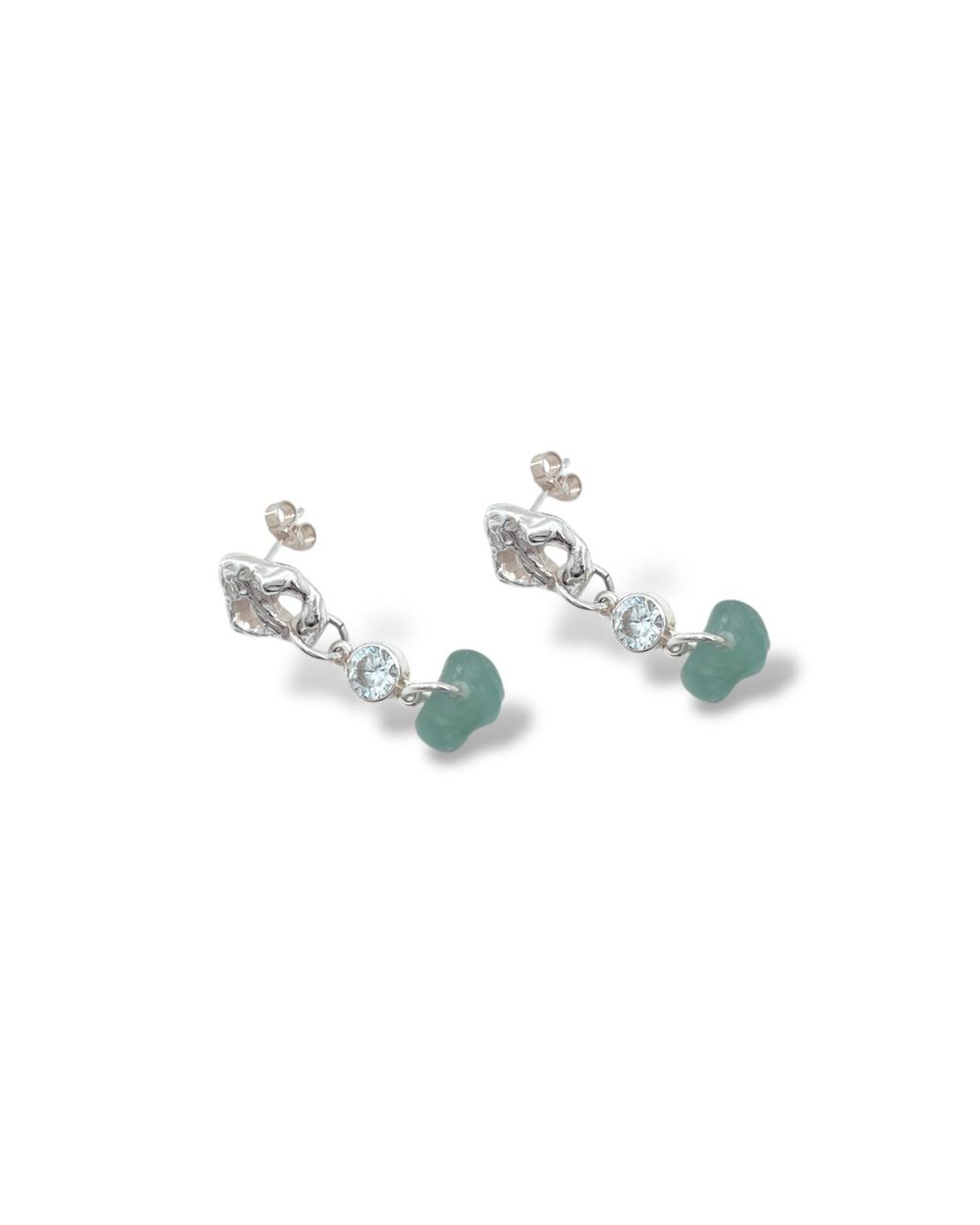 Bio-Trimmings Green Harriot Cubic Zirconia Earrings
