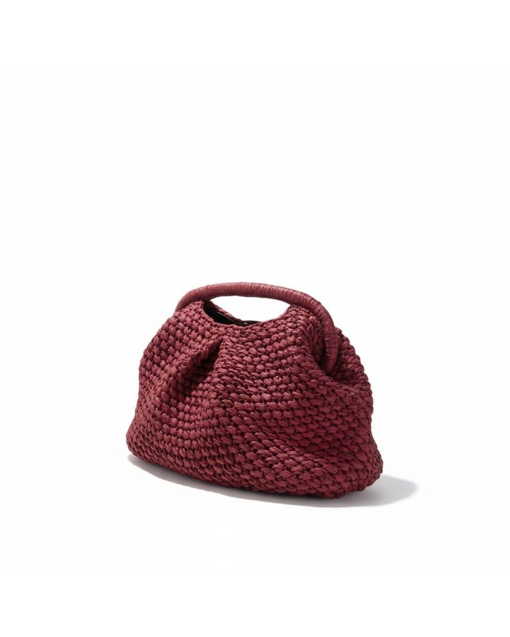 Springmoonatelier Red Handmade Raffia Top-Handle Bag – Burgundy