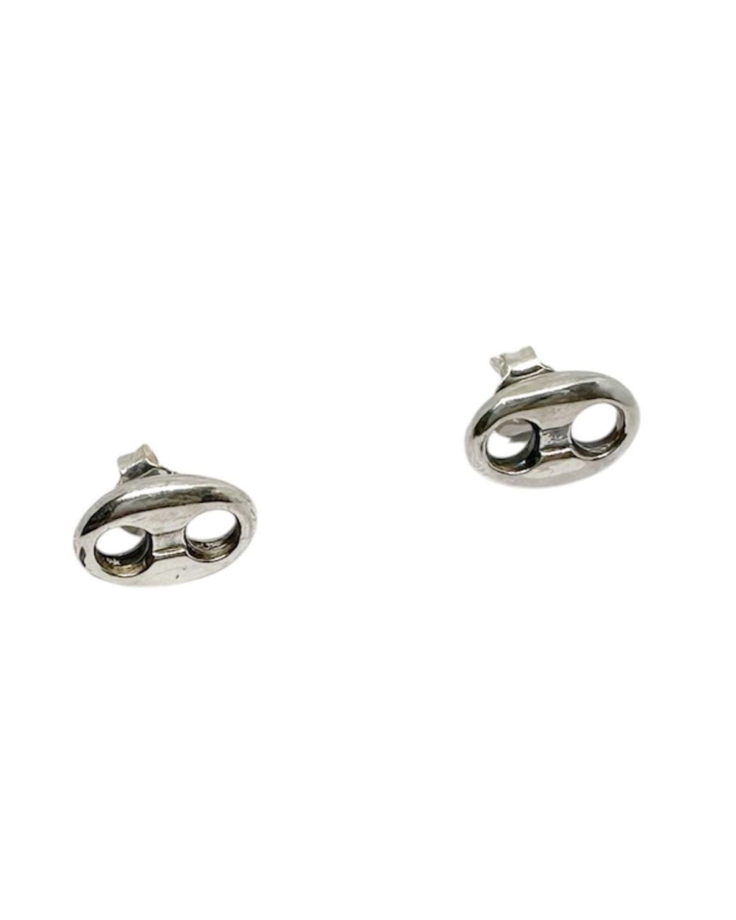 Tg-Jewellery by Tamara Gervasio Metallic Hand-Carved Sterling Stud Earrings – Anchor Link Design