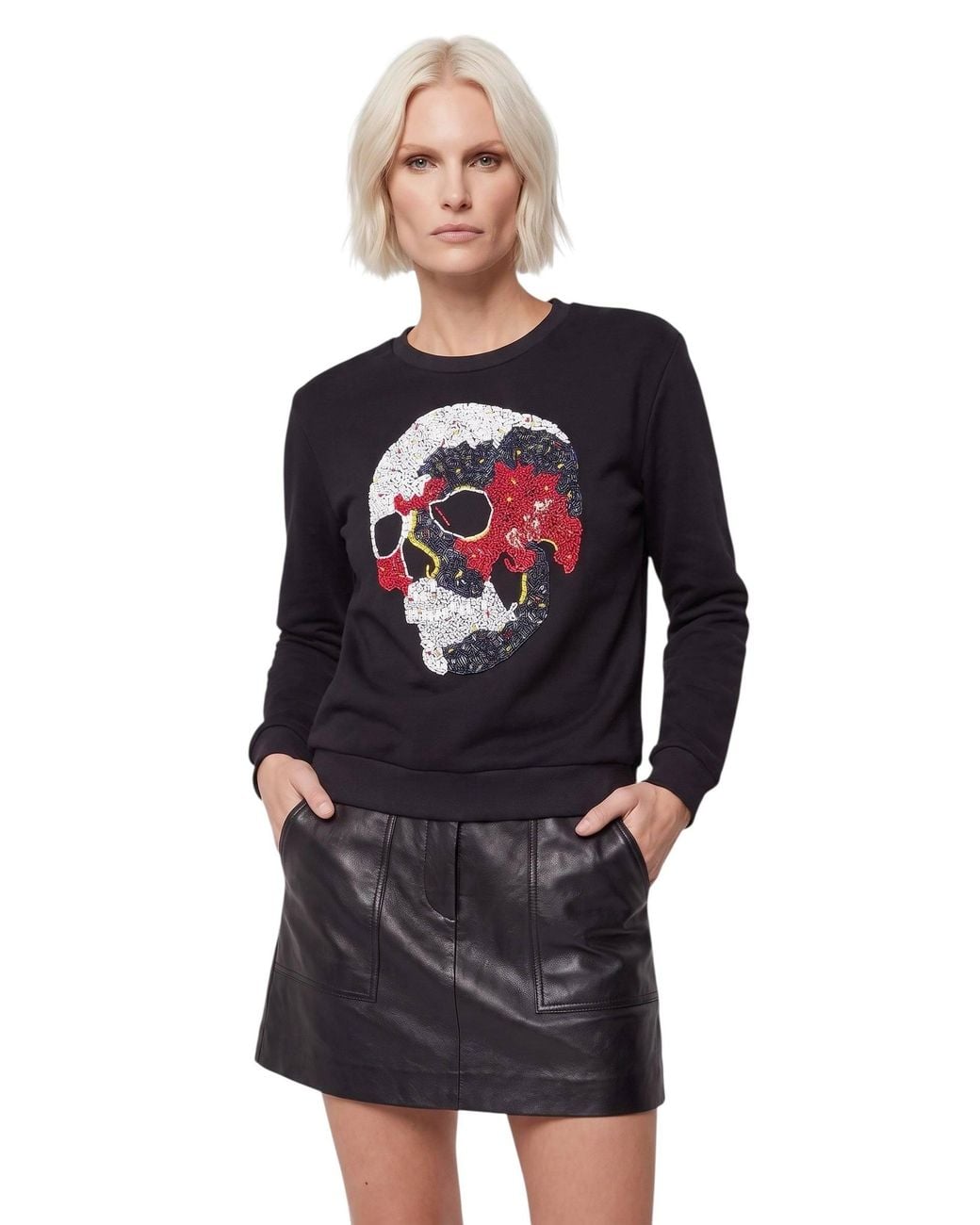 Any Old Iron Gray Hand-Beaded Infra Sweatshirt for men
