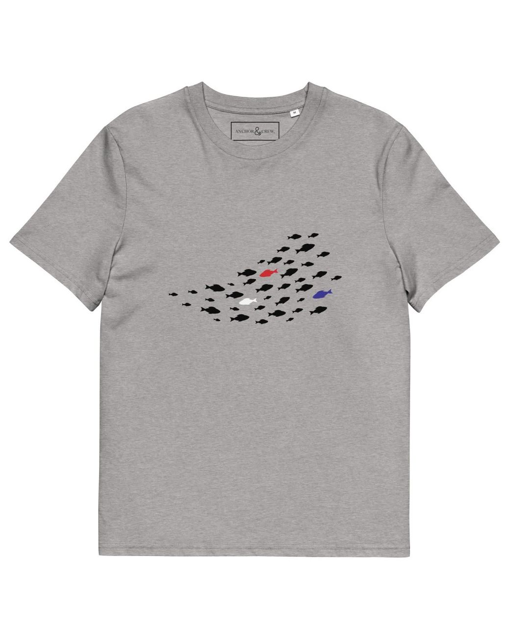 Anchor and Crew Gray Heather Fish Where's William Going? Organic Cotton T-Shirt