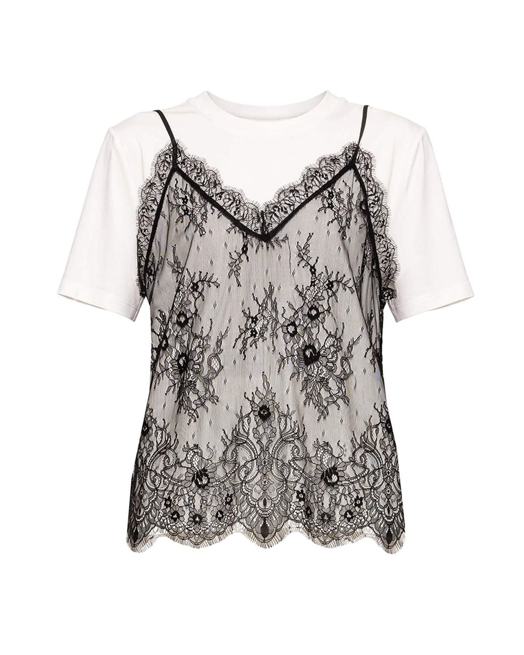 Nissa Gray Lace-Panel Top