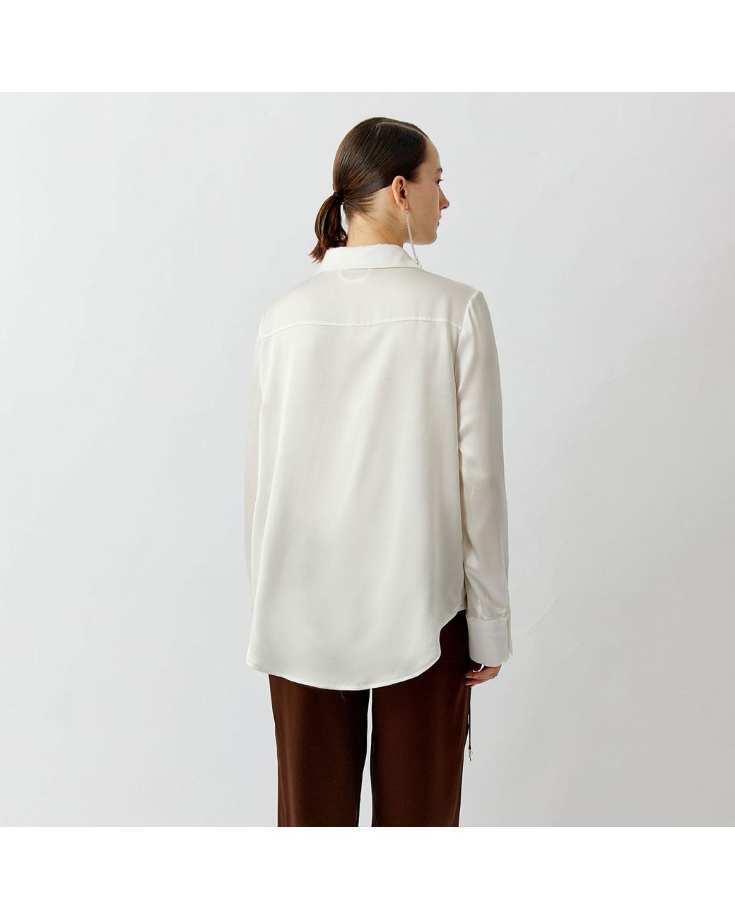 Silkinc White Wide Collar Silk Shirt