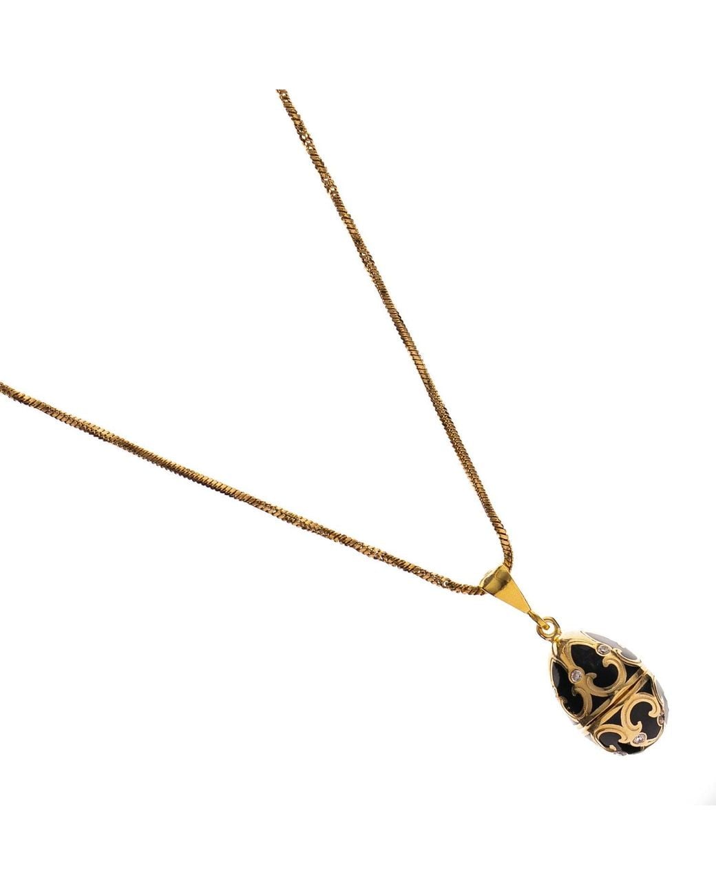 Ebru Jewelry Metallic Lucky Clover Enamel Egg Necklace