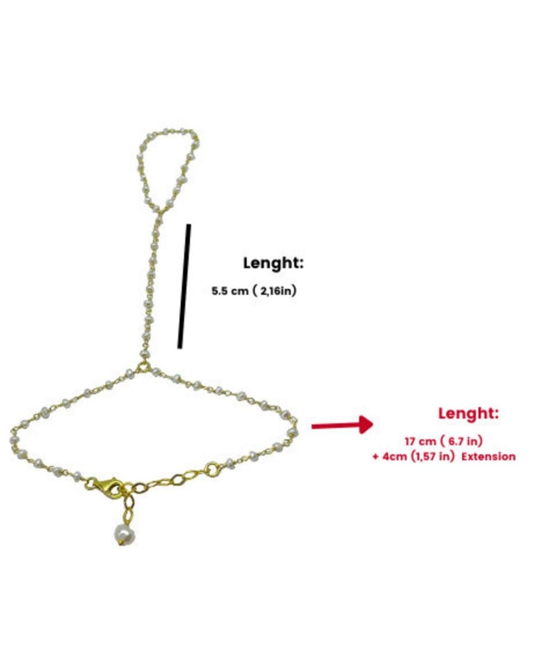 LINYA JEWELLERY Metallic Pearl Bashmer Hand Chain Sahmaran