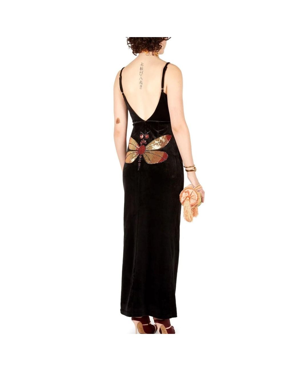 Marteya Black Leto Maxi Sequin & Beaded Velvet Dress –