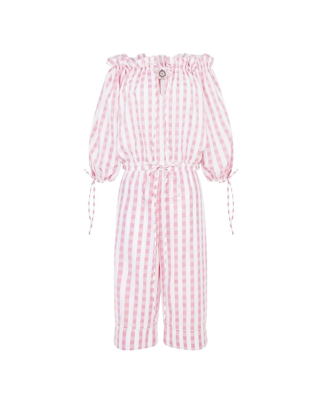 Lisa The Label Pink La La Lady Bel Air Pyjama Top And Peggy Pyjama Pants Gingham