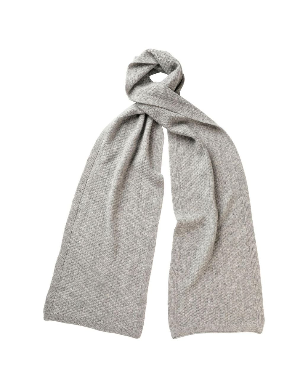 Kinalba Gray Light Moss Stitch Cashmere Scarf for men