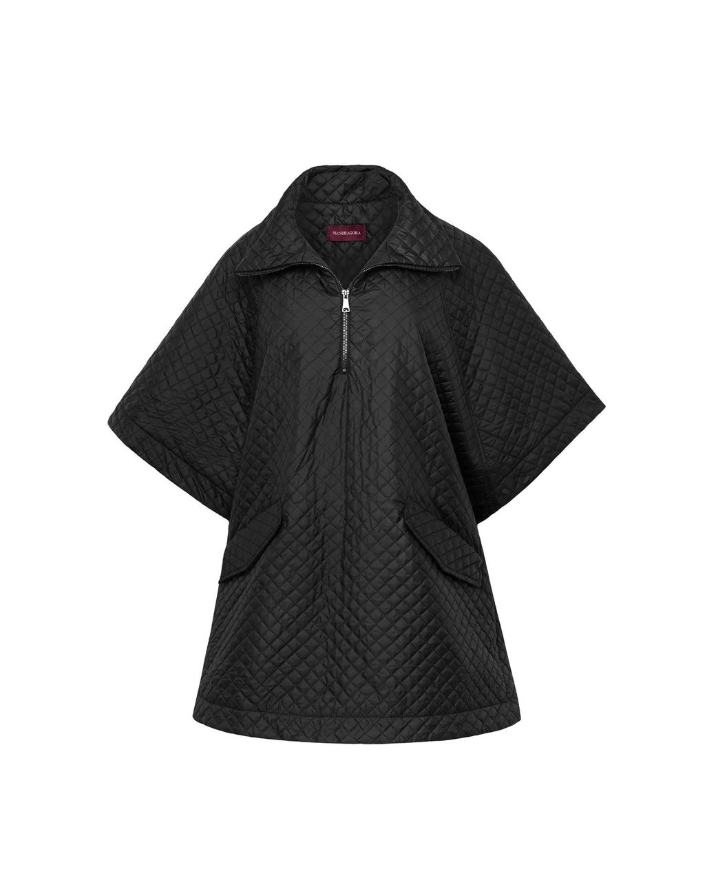 Mandragora Black Oversized Quilted Poncho Lace