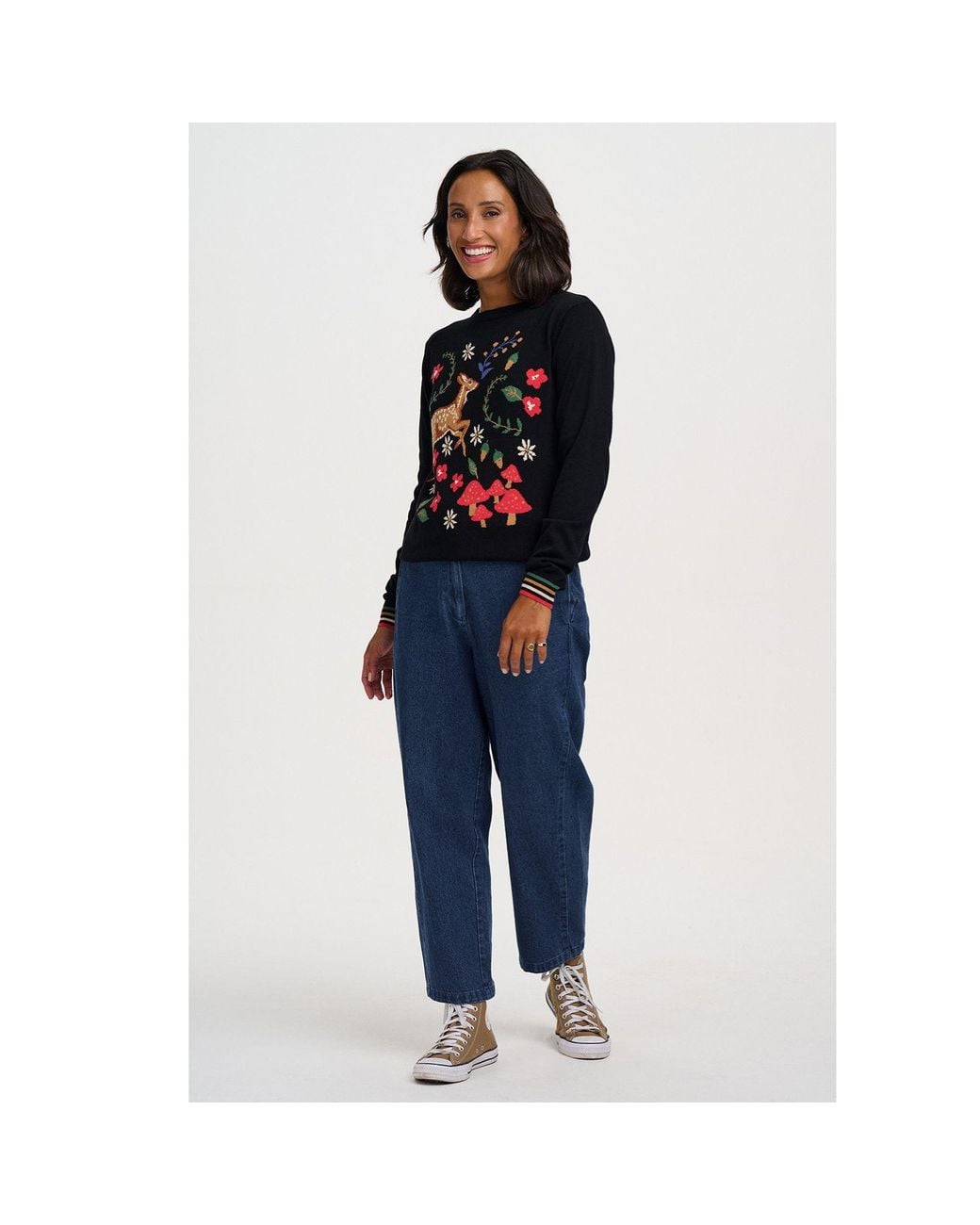 Sugarhill Black Rita Sweater, Woodland Scene