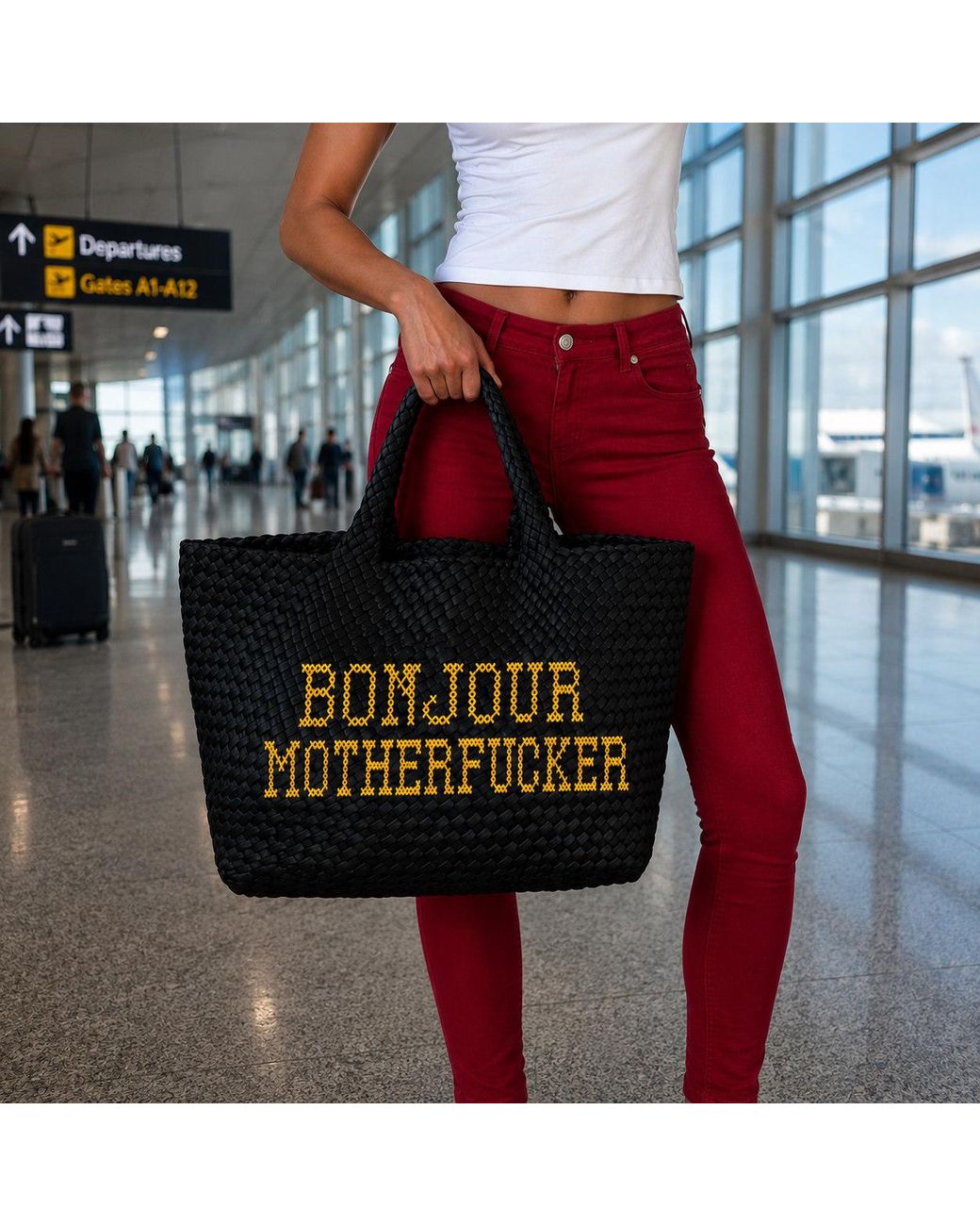 Lilly Loves Black Bonjour Motherfucker Handbag