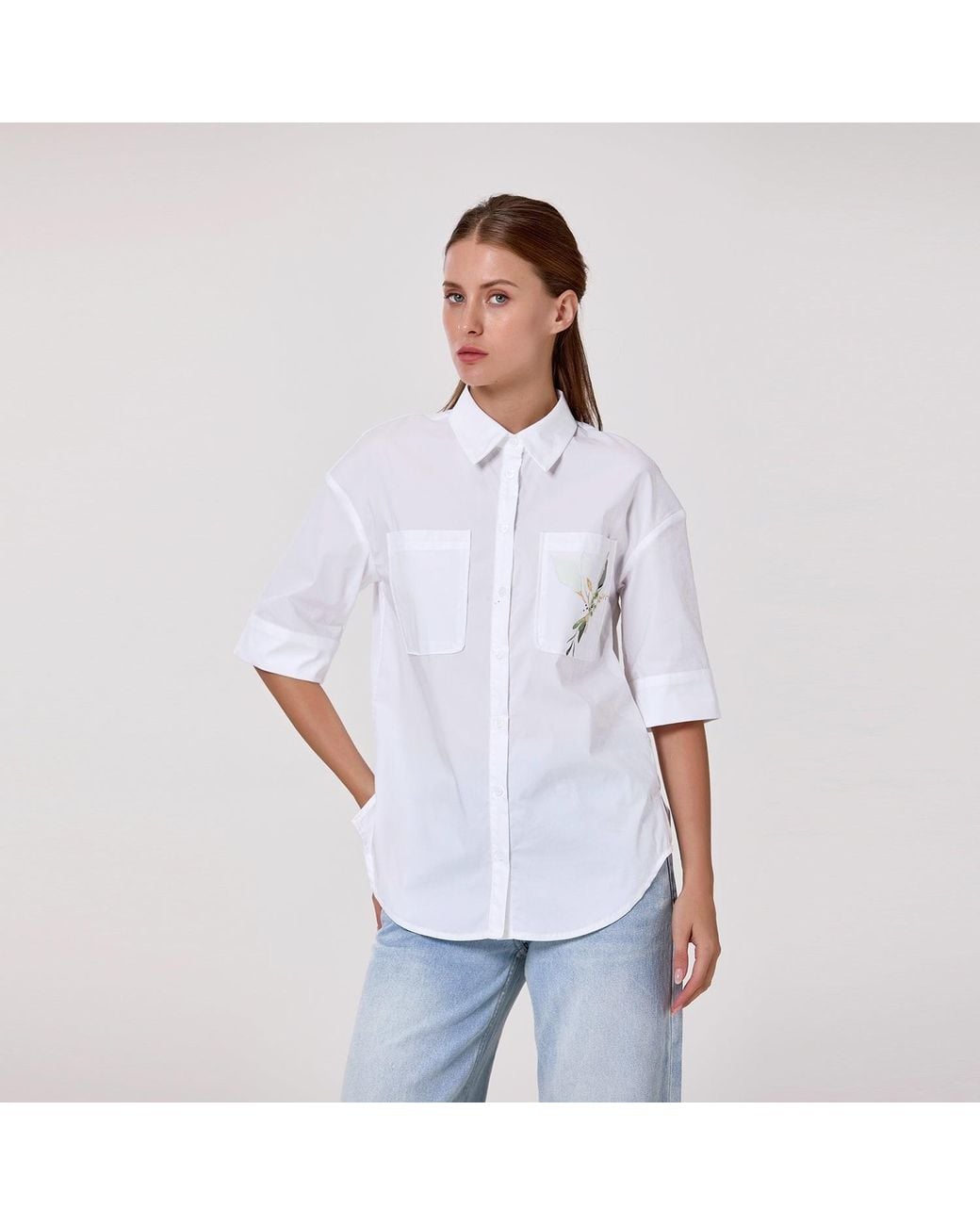 Smart and Joy Gray Stretch Cotton Shirt
