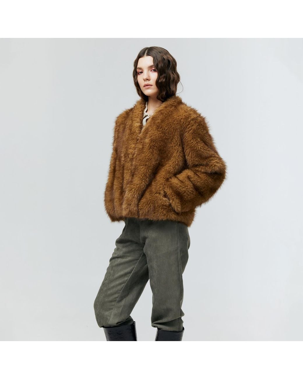 Ats the Label Brown Camille Faux Fur Jacket