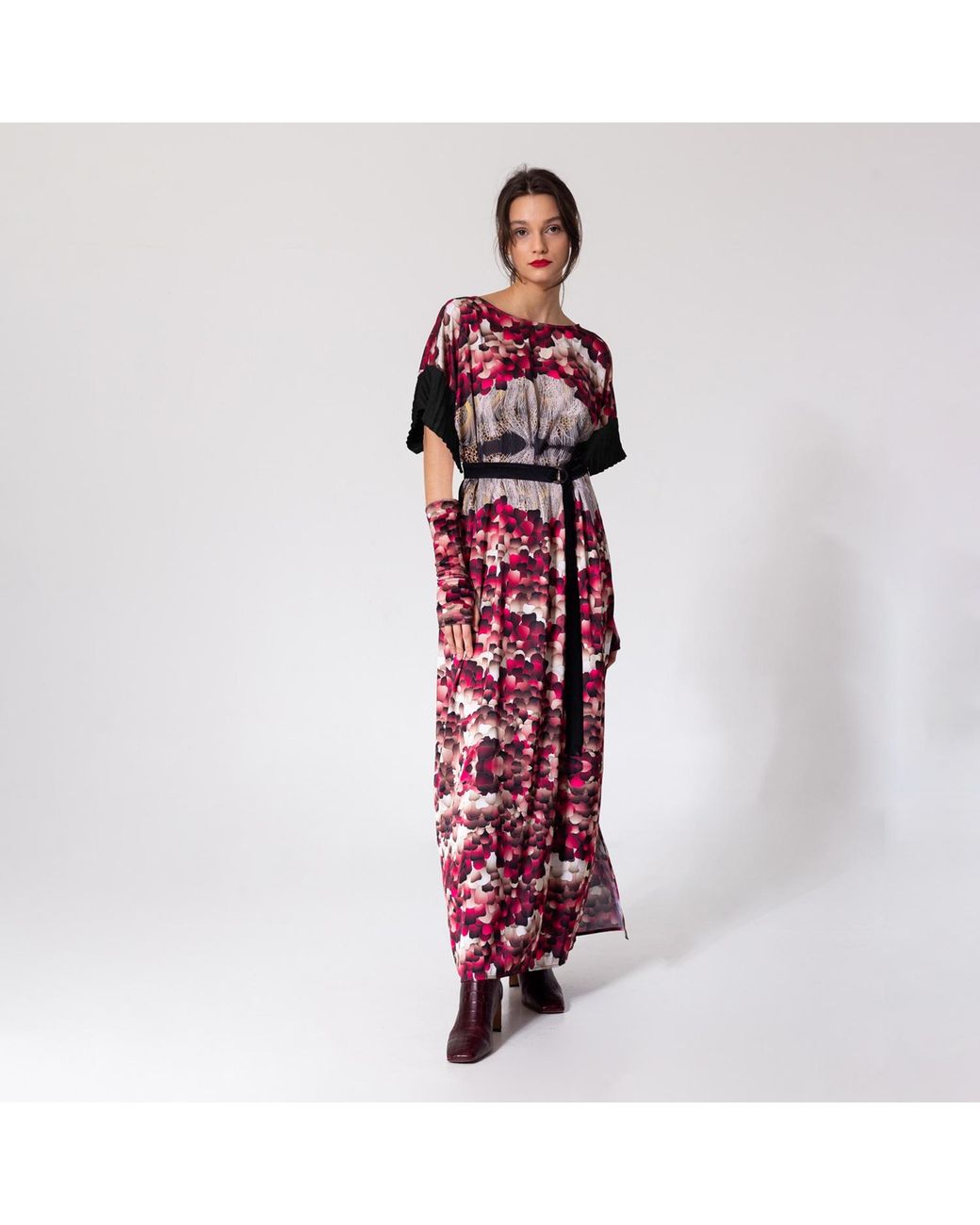 ARTISTA Purple Feathers Long Dress