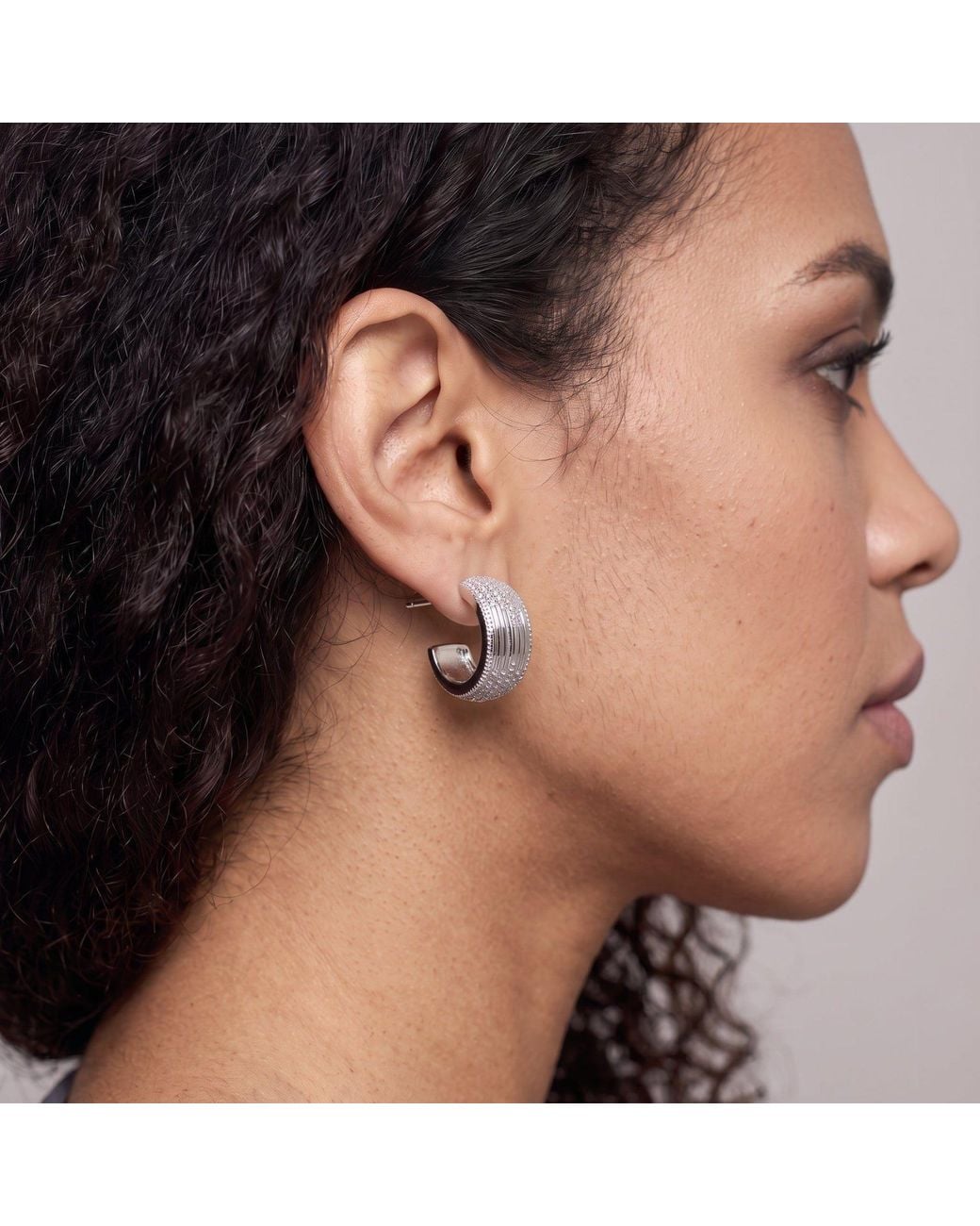 Uchi and Soto White Enso Stone Hoop Earrings