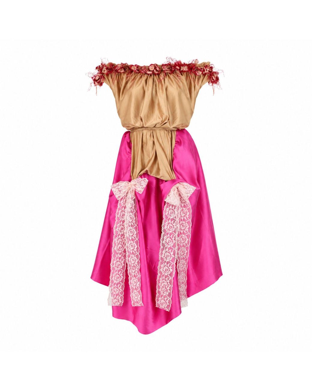 Miro Misljen Pink Off-Shoulder Romantic Midi Dress