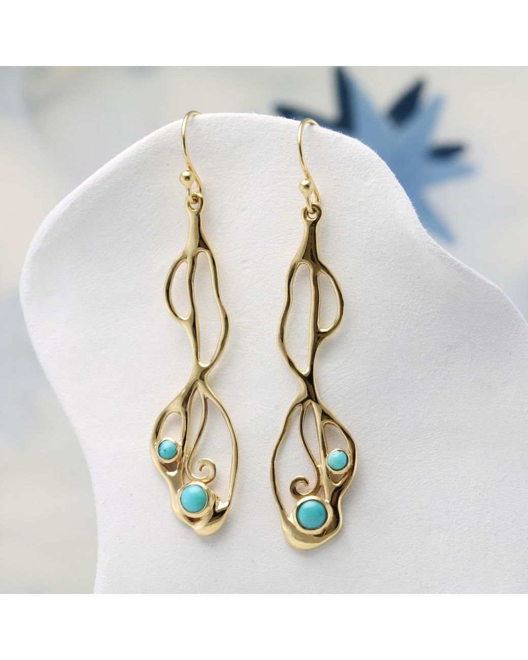 Isla Silver Metallic Handcrafted Vermeil American Drop Earrings