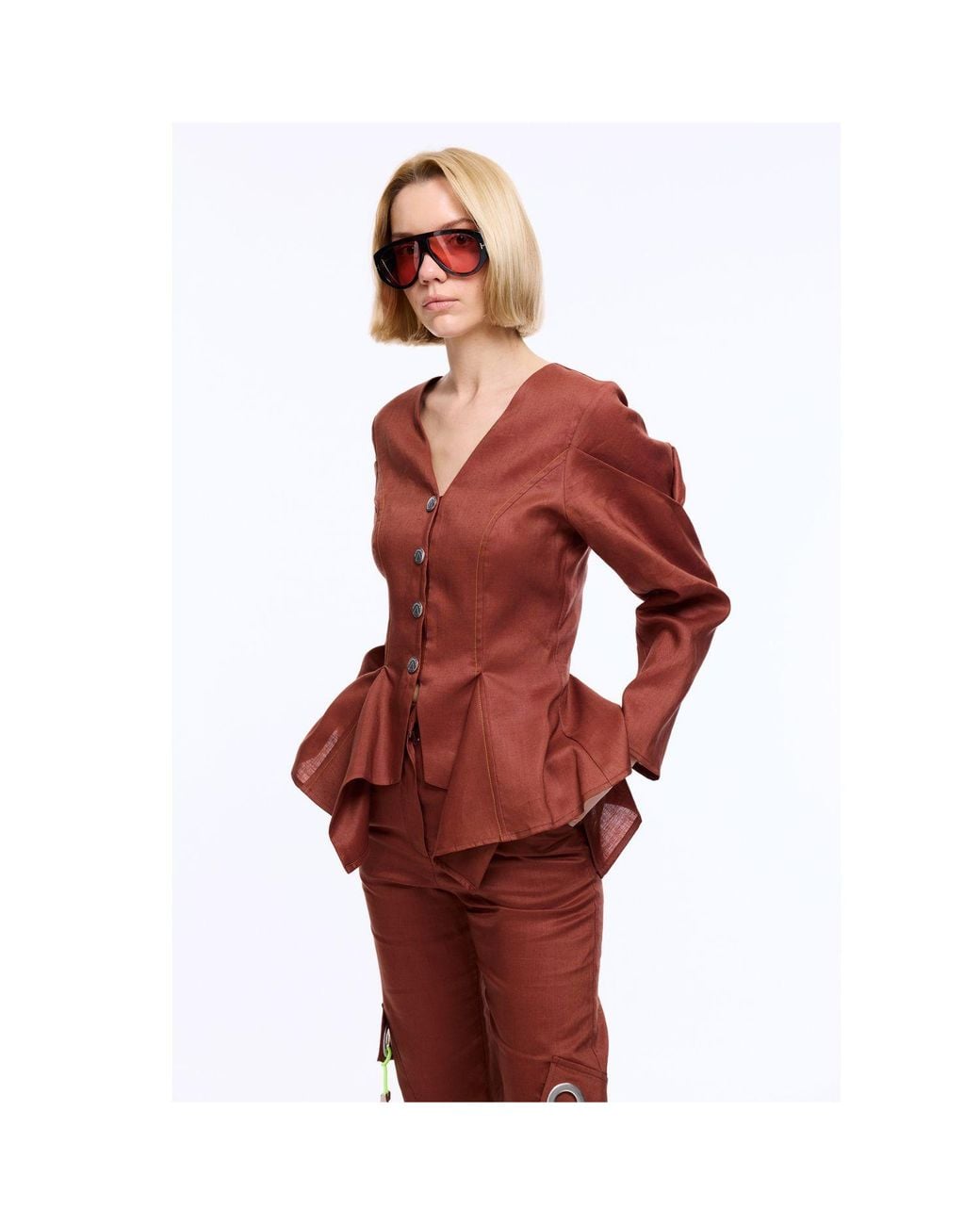 Mirimalist Red Lia Linen Jacket