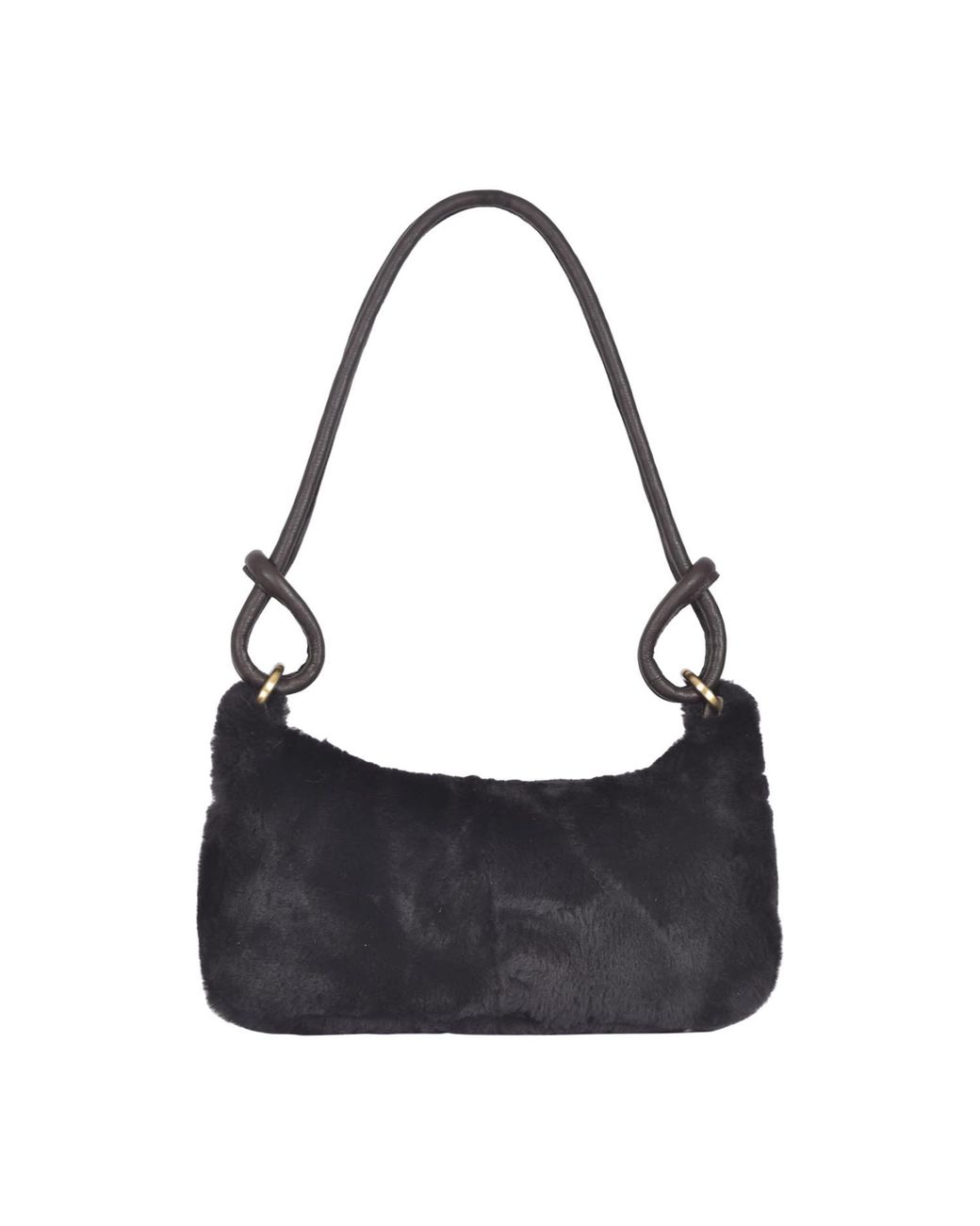 Owen Barry Black Sheepskin Shoulder Bag Ebony Devoran