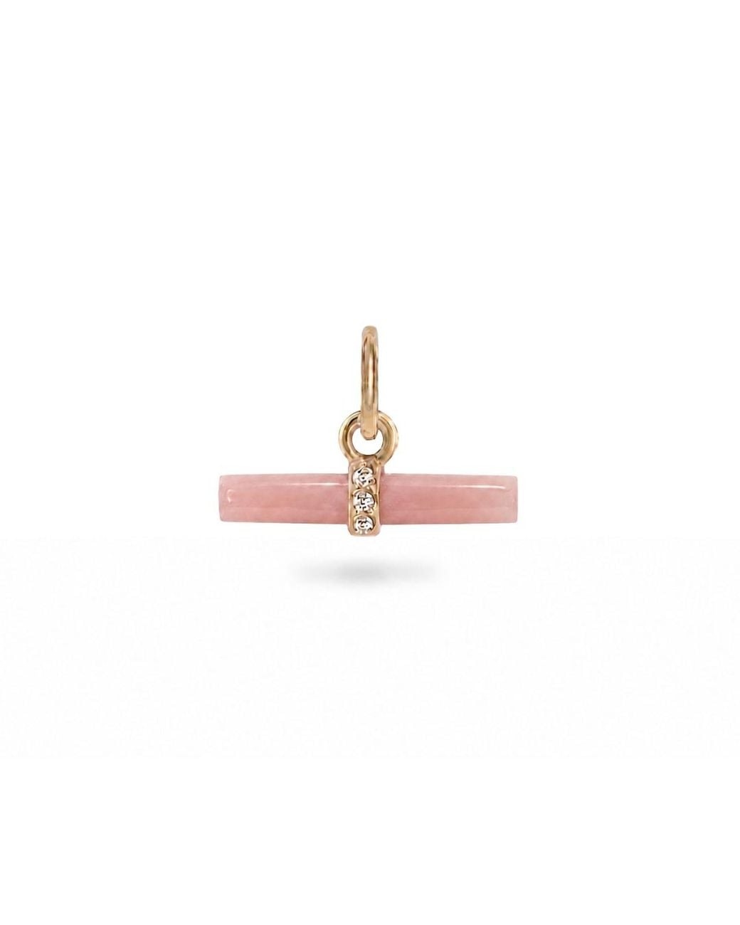 Zohreh Pink Guava Quartz T-Bar Pendant 9K