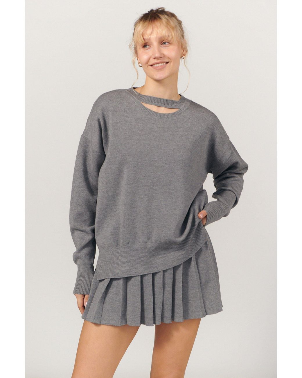 SALANIDA Gray Rotondo Merino Wool Jumper Light