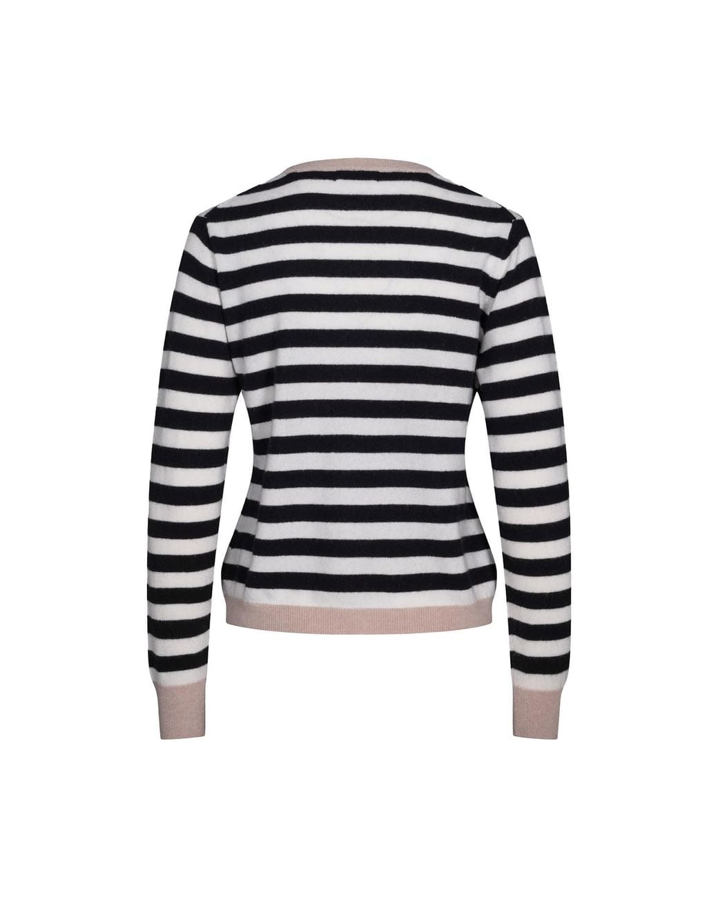 tirillm Black Neutrals Sasha Basic Cashmere Pullover With Round Neck, Stripes