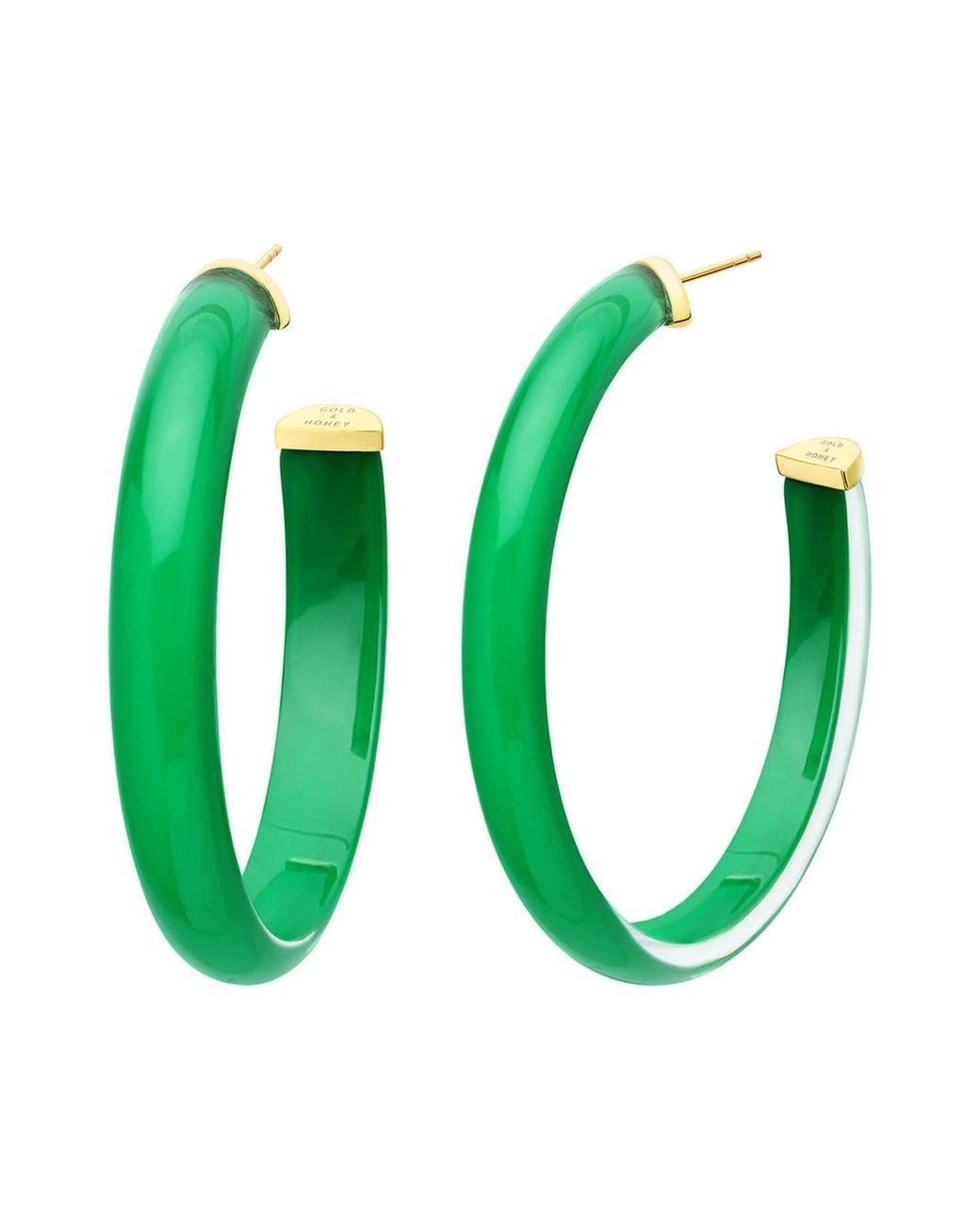 Gold & Honey Green Xl Oval Hoops