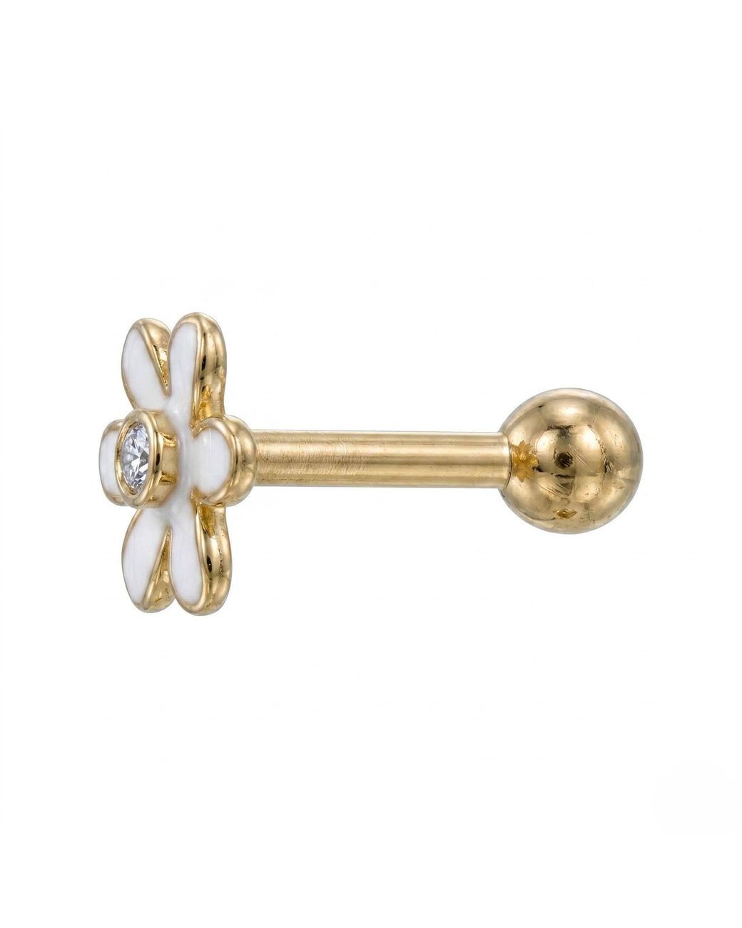 Zahav Jewelry Metallic 14K Solid 16G 6Mm Clover Flower Cz Cartilage Earring