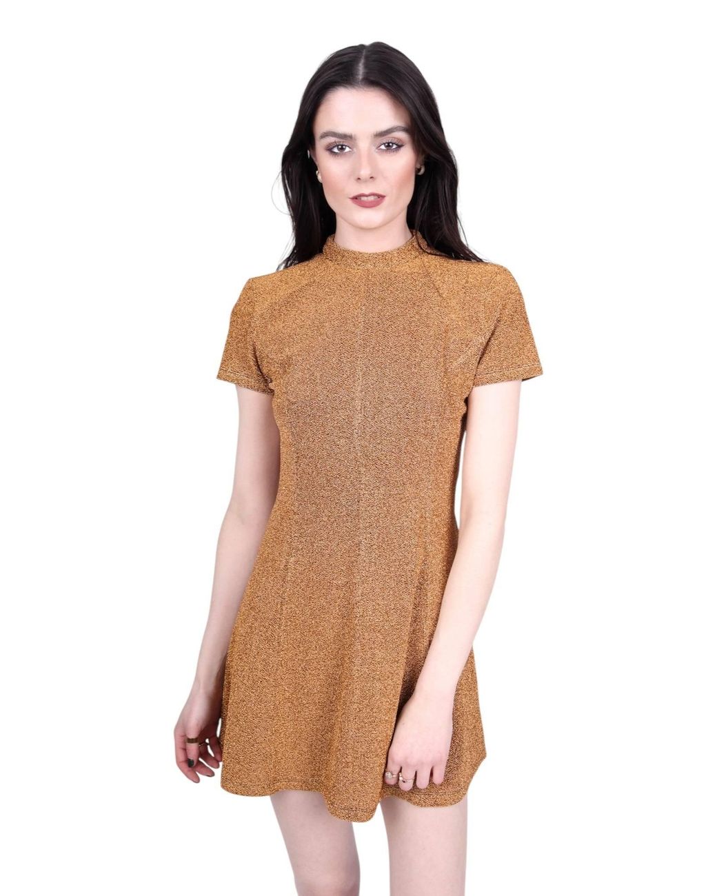 Any Old Iron Metallic Shiny Short Mini Dress