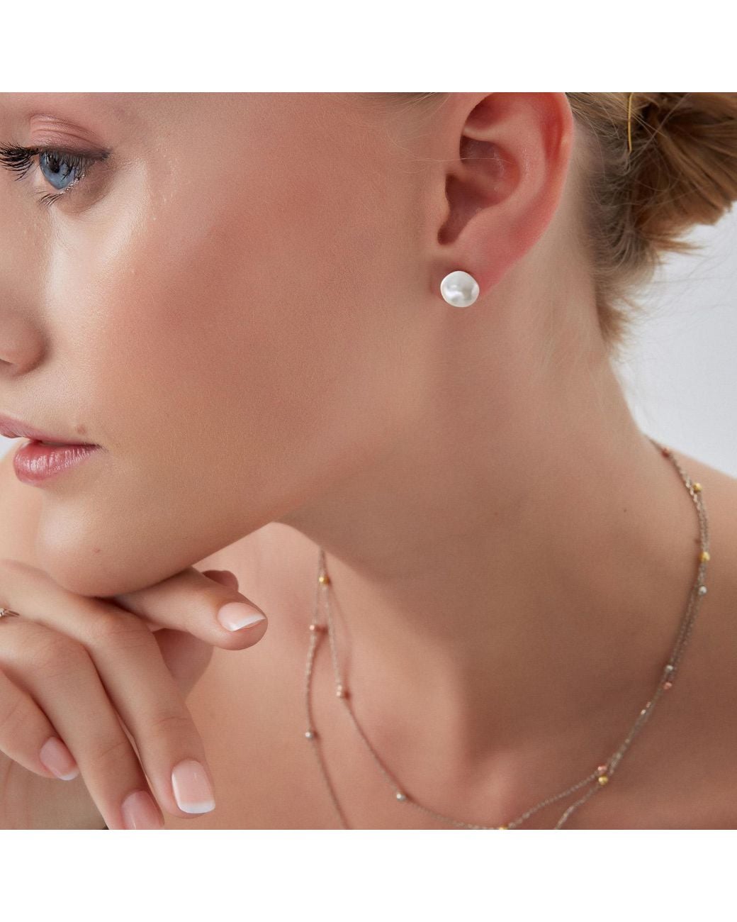 Spero London White Baroque Pearl Irregular Stud Earring Sterling
