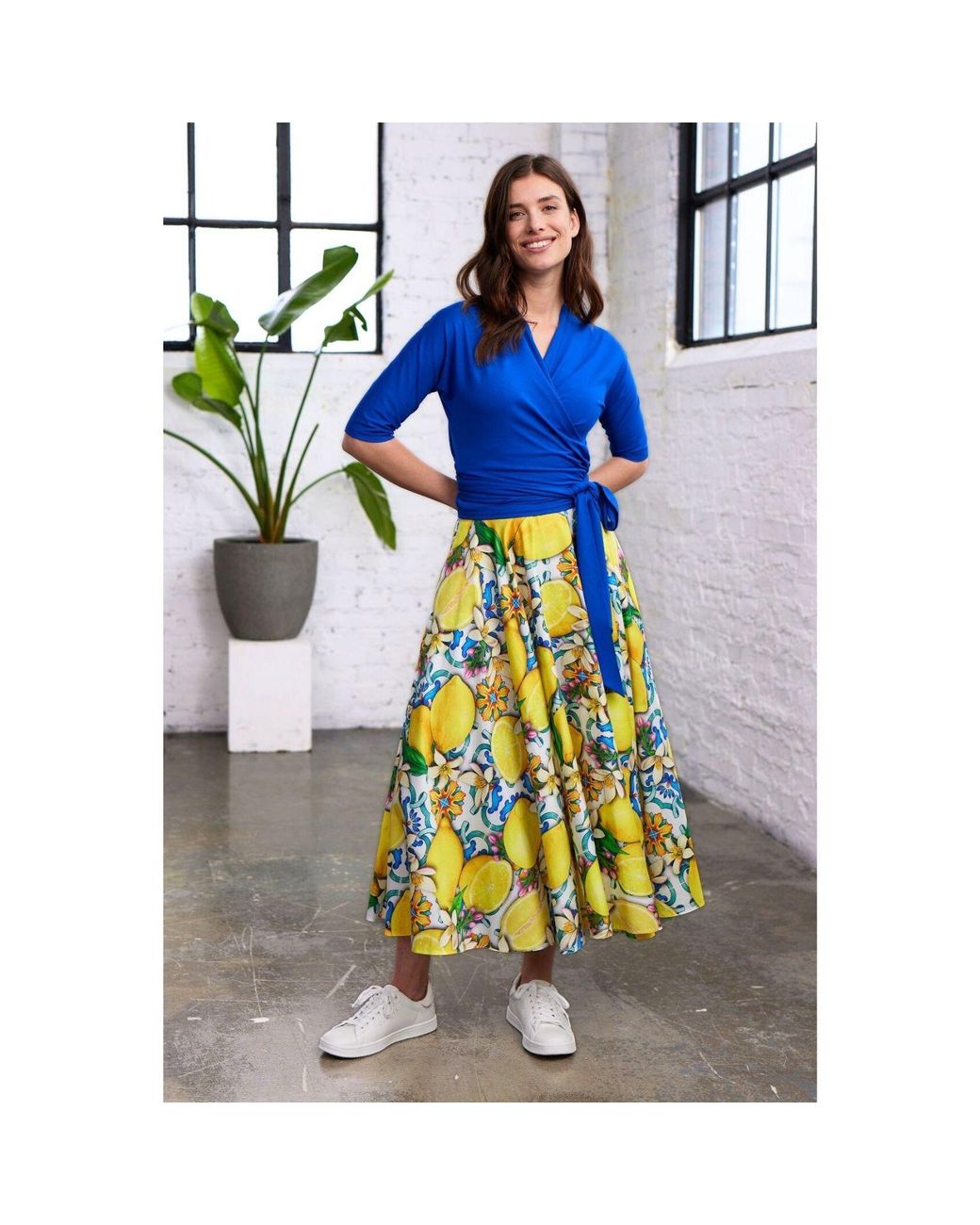 Marianna Déri Yellow Lemon Midi Skirt