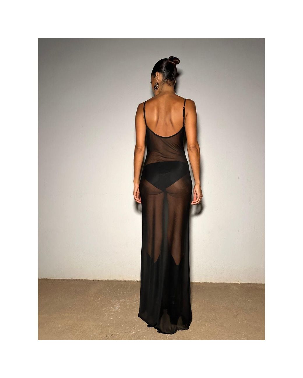 Alia Studio Black Enigme Mesh Maxi Dress
