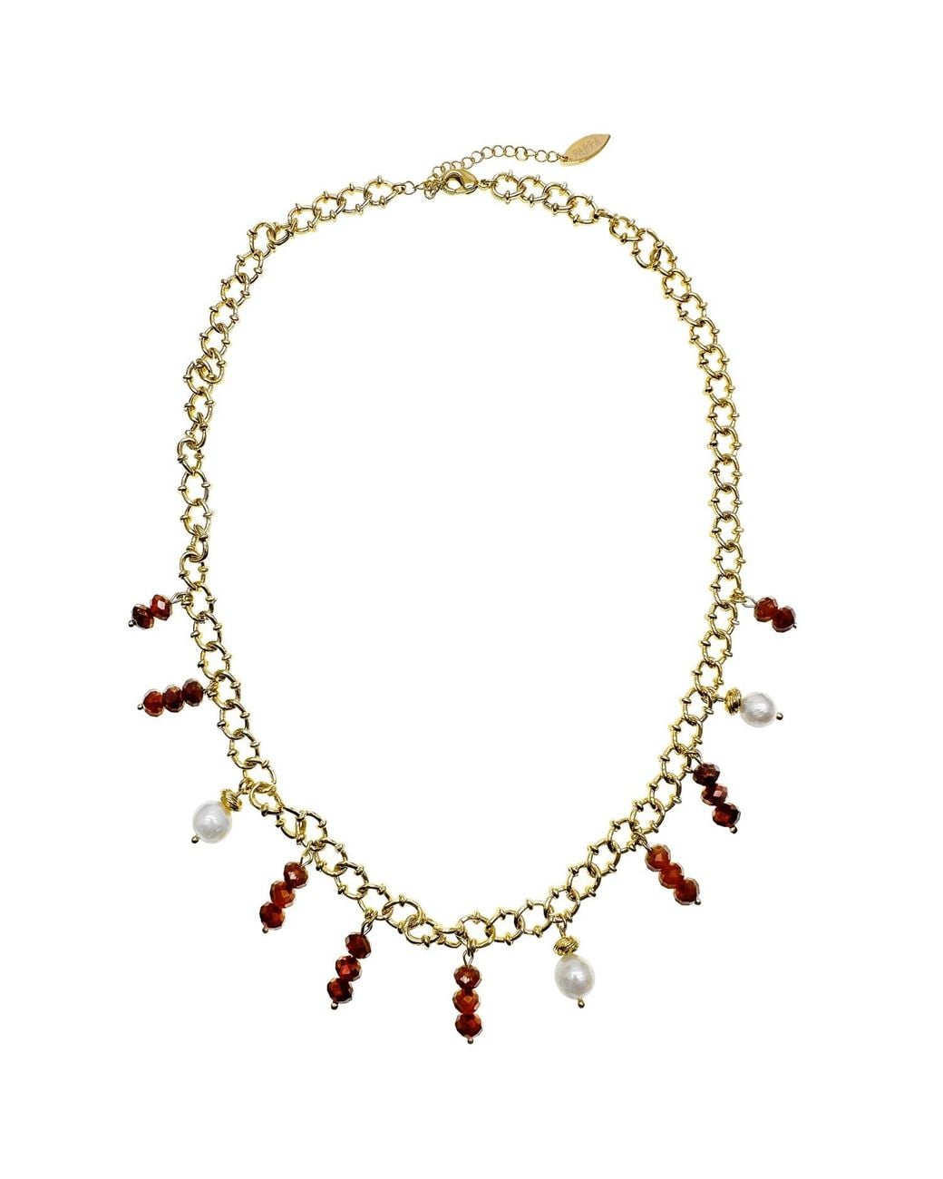Farra Metallic Garnet Charm Statement Necklace