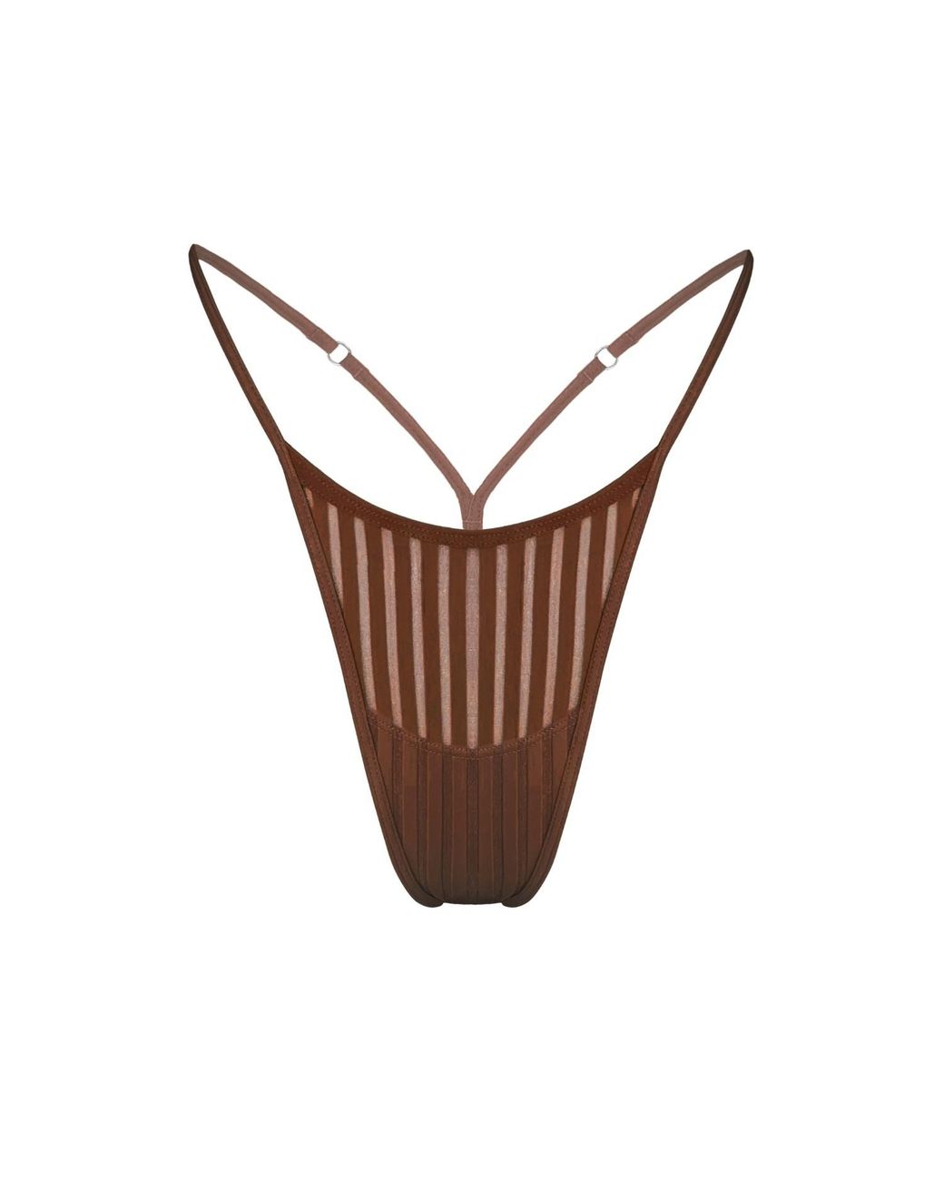 MONIQUE MORIN LINGERIE White Vertigo Micro-G Thong Cocoa