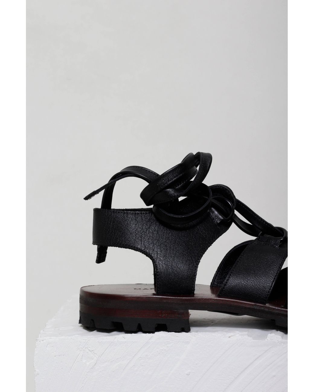 Mafalda Black Camelia Lace-Up Sandals