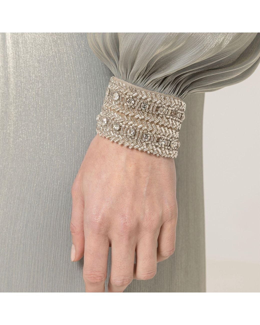 Nissa Gray Twist-Detail Chiffon Maxi Dress
