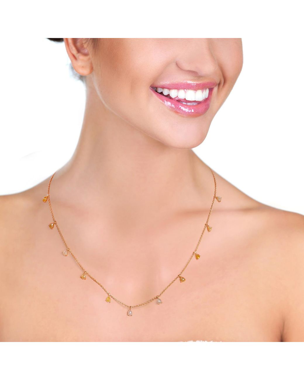 Artisan Metallic Ice Diamond Drop Station Necklace
