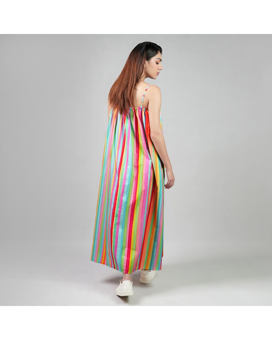 DHARA SHETH DUBAI Multicolor The Palette Colorful Stripes Cotton Maxi Dress