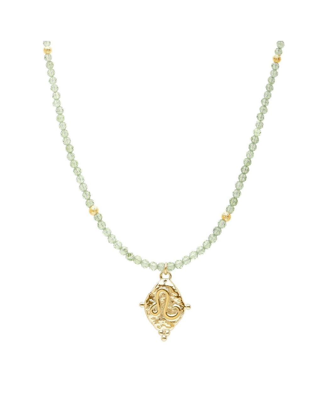 Seven Saints Metallic Leo Gemstone Choker Necklace, Peridot, Plated