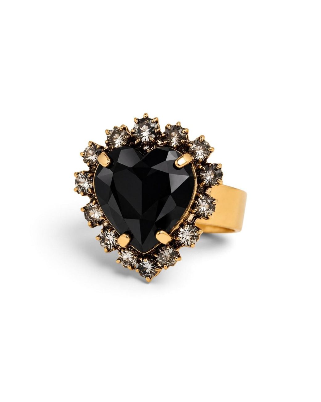 Vstyle Black Amore Heart Swarovski Crystal Ring