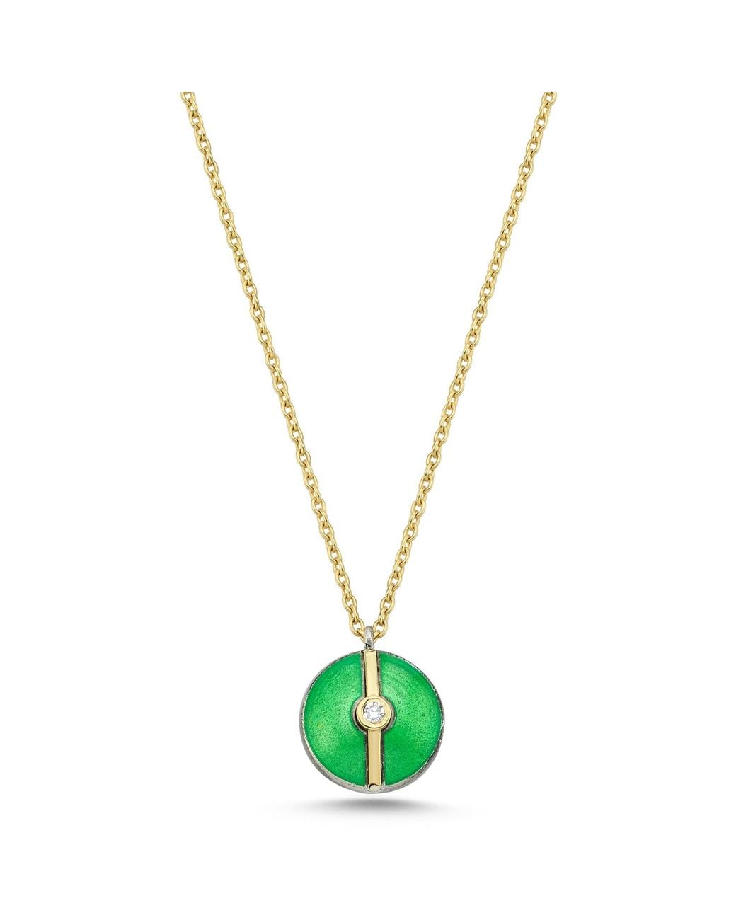 Ecce | Artisan Diamonds Metallic Enamelled Mini Diamond Buttons 14K Solid Necklace