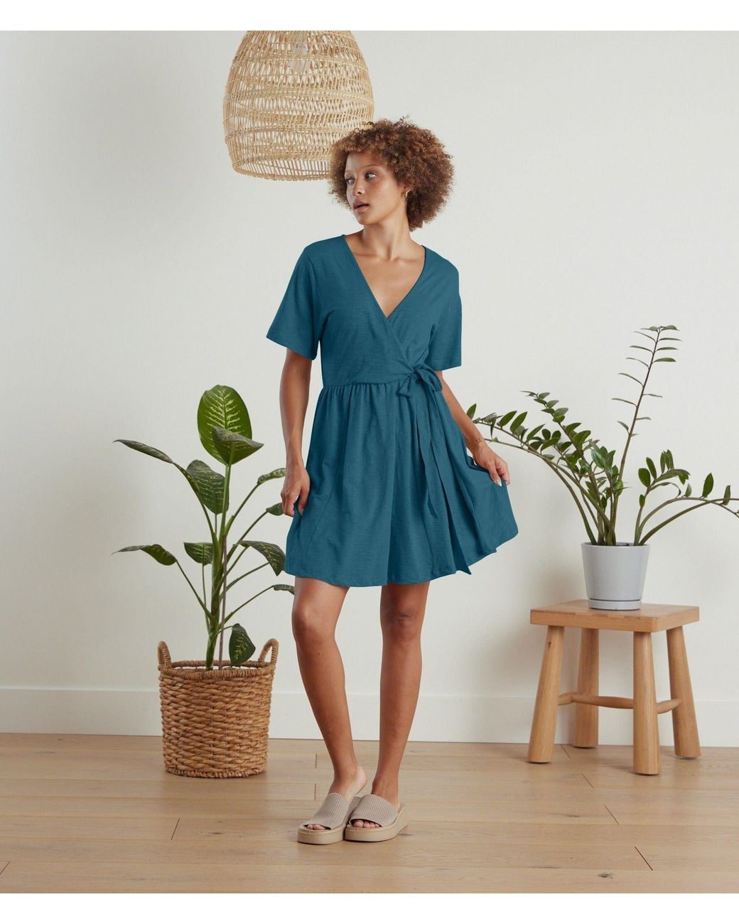 Known Supply Blue Faux Wrap Dress
