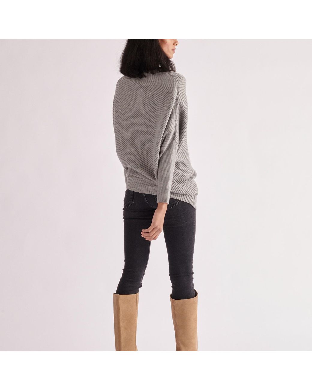 Paisie Gray Draped Knitted Jumper