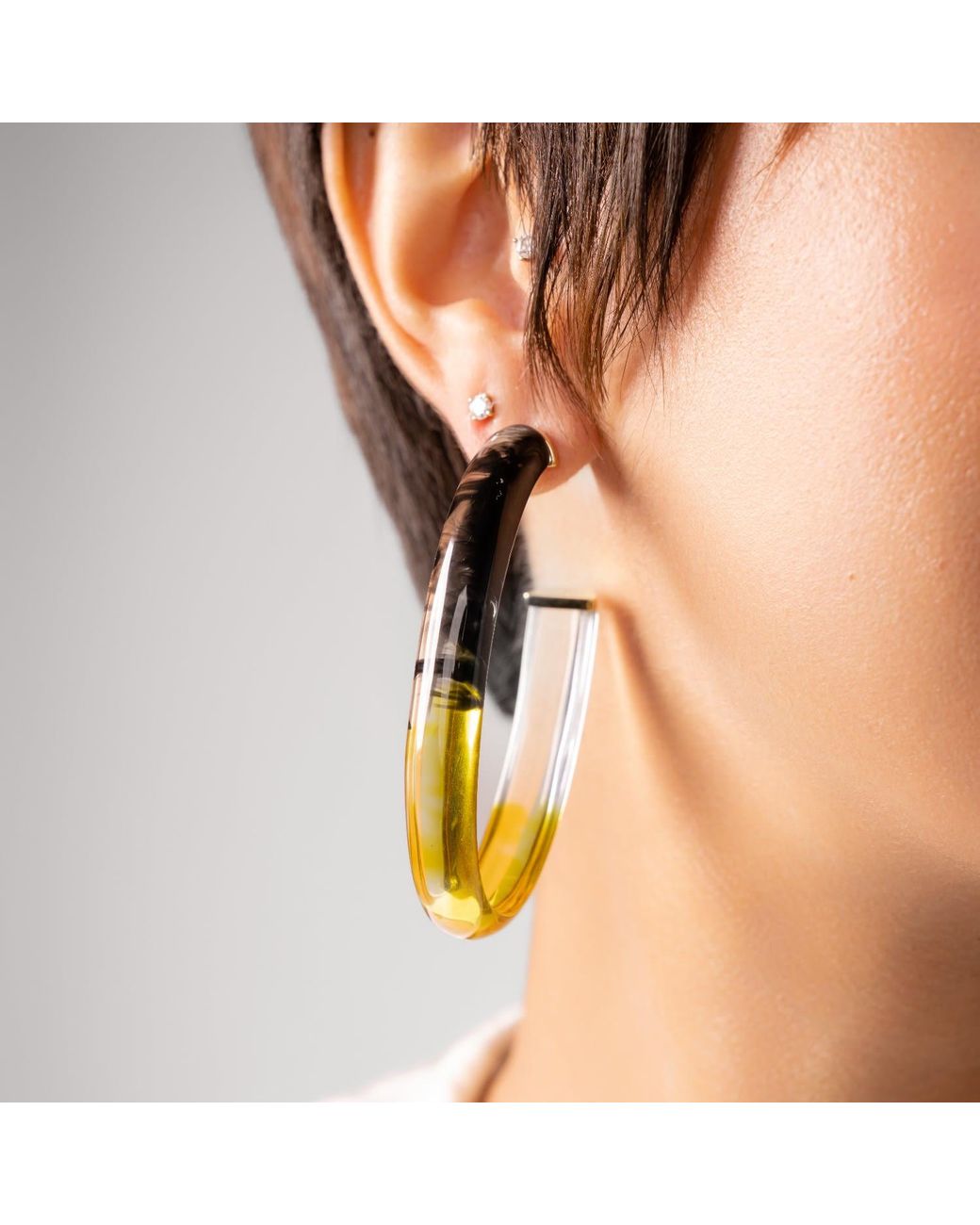 Gold & Honey Metallic Black And Yellow Tie Dye Hoops
